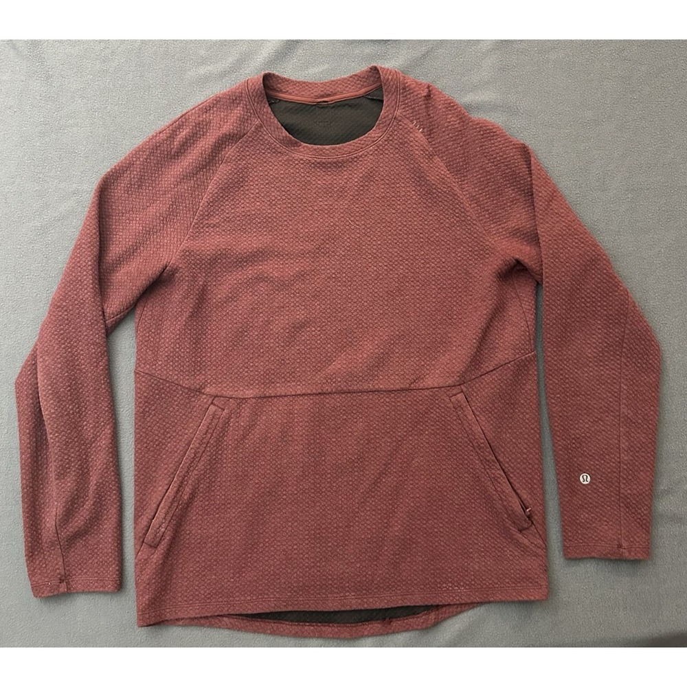 Lululemon Mens At Ease Crewneck Pullover Textured Sweatshirt Zip Pockets Size M